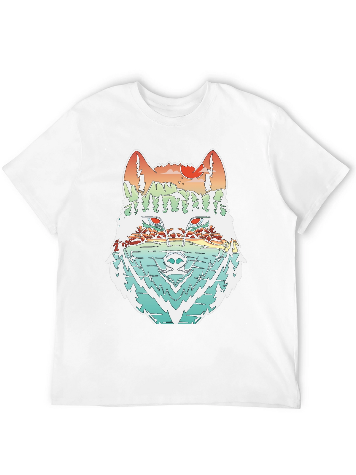 Nature Wolf Graphic Tee - Stylish Mens T-Shirt