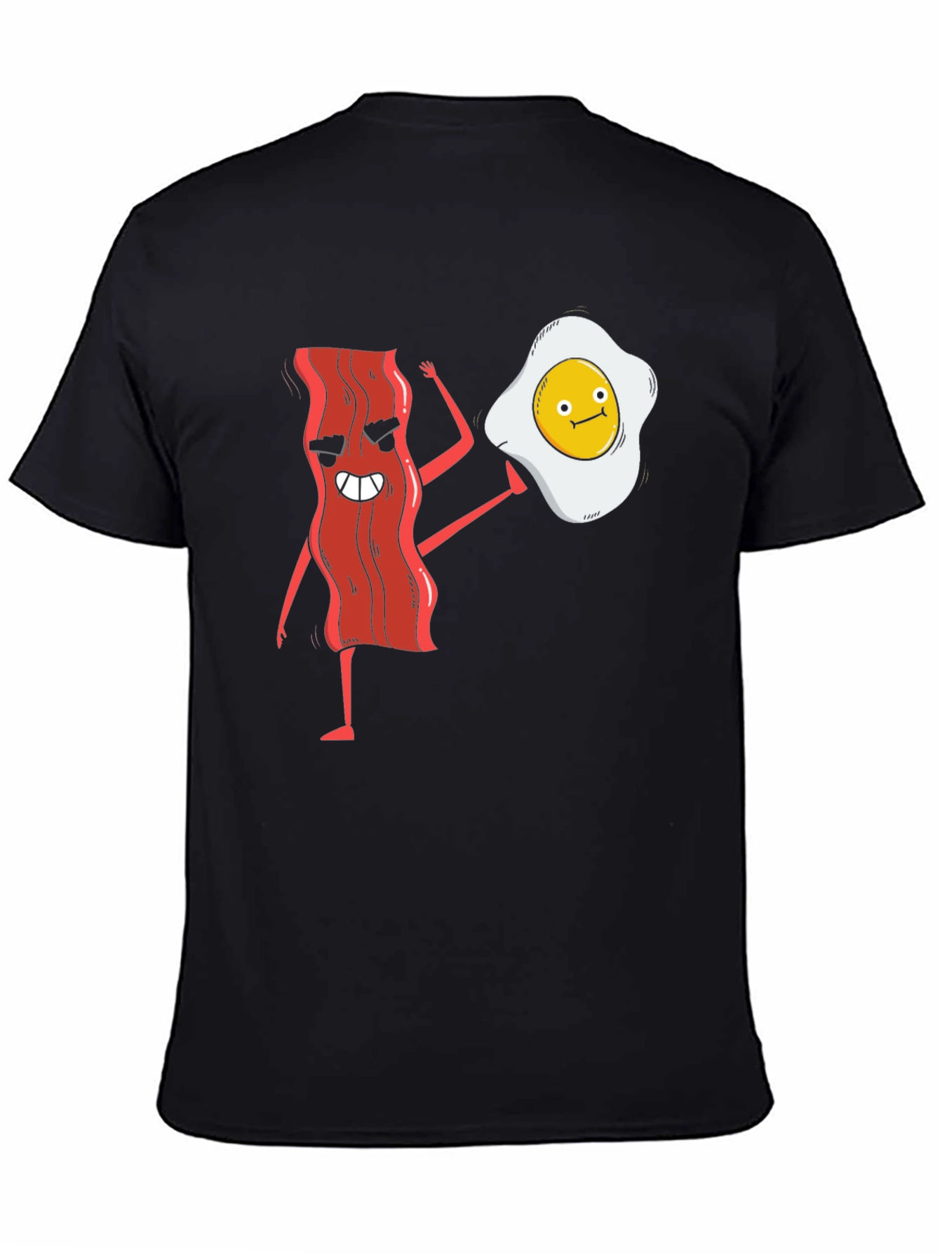 Funny Bacon & Egg Cartoon Graphic T-Shirt