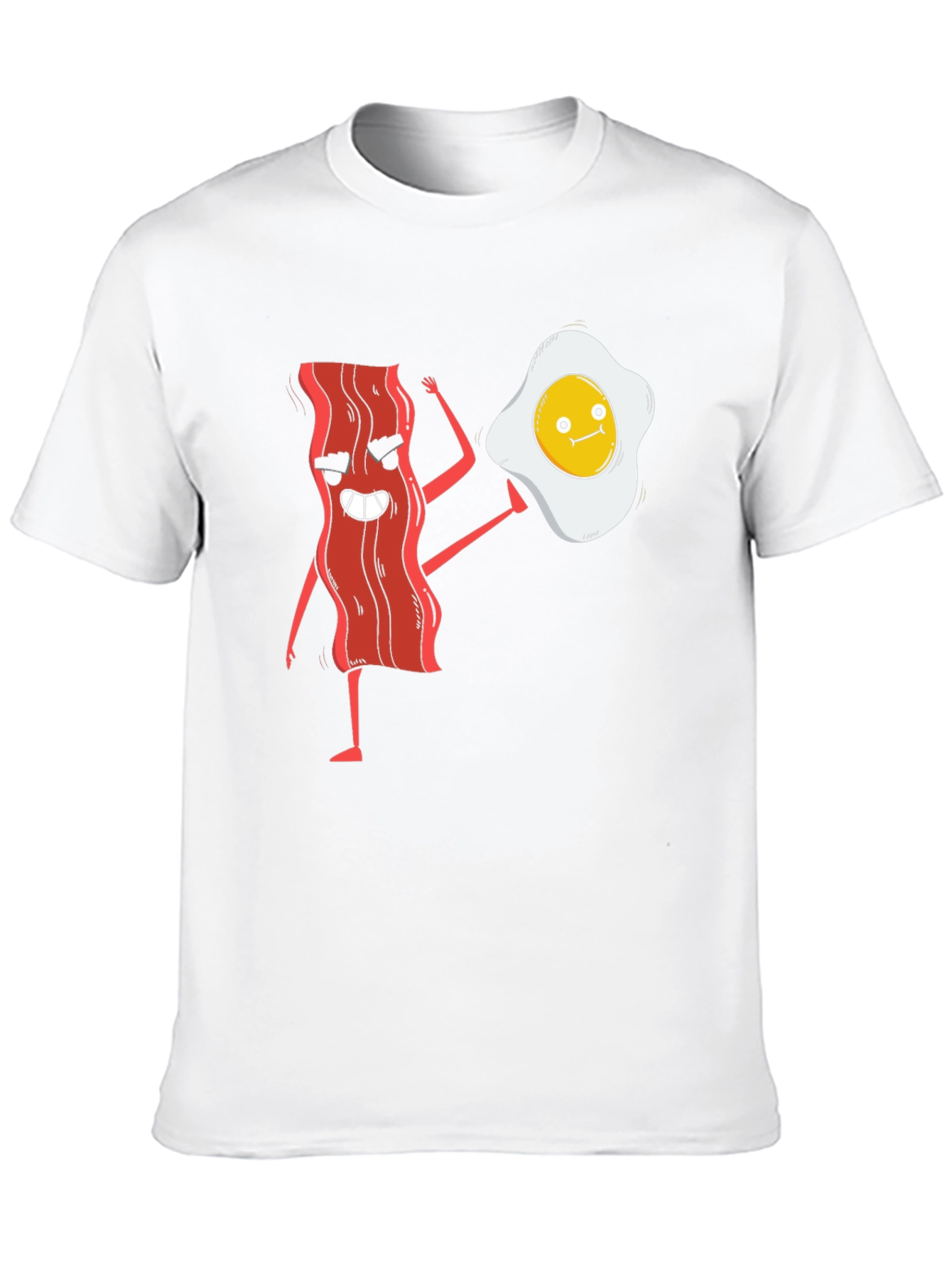 Funny Bacon & Egg Cartoon Graphic T-Shirt