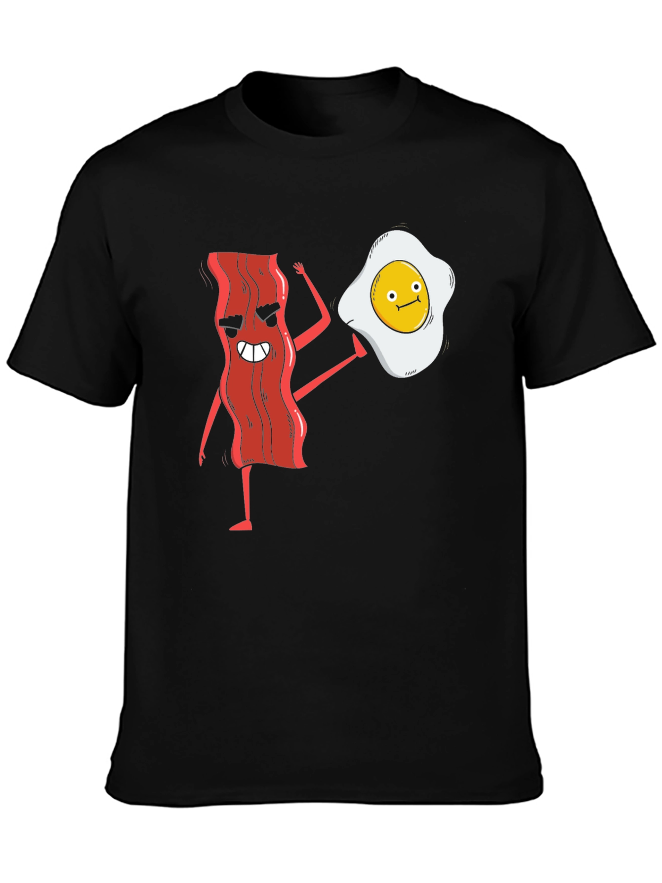 Funny Bacon & Egg Cartoon Graphic T-Shirt