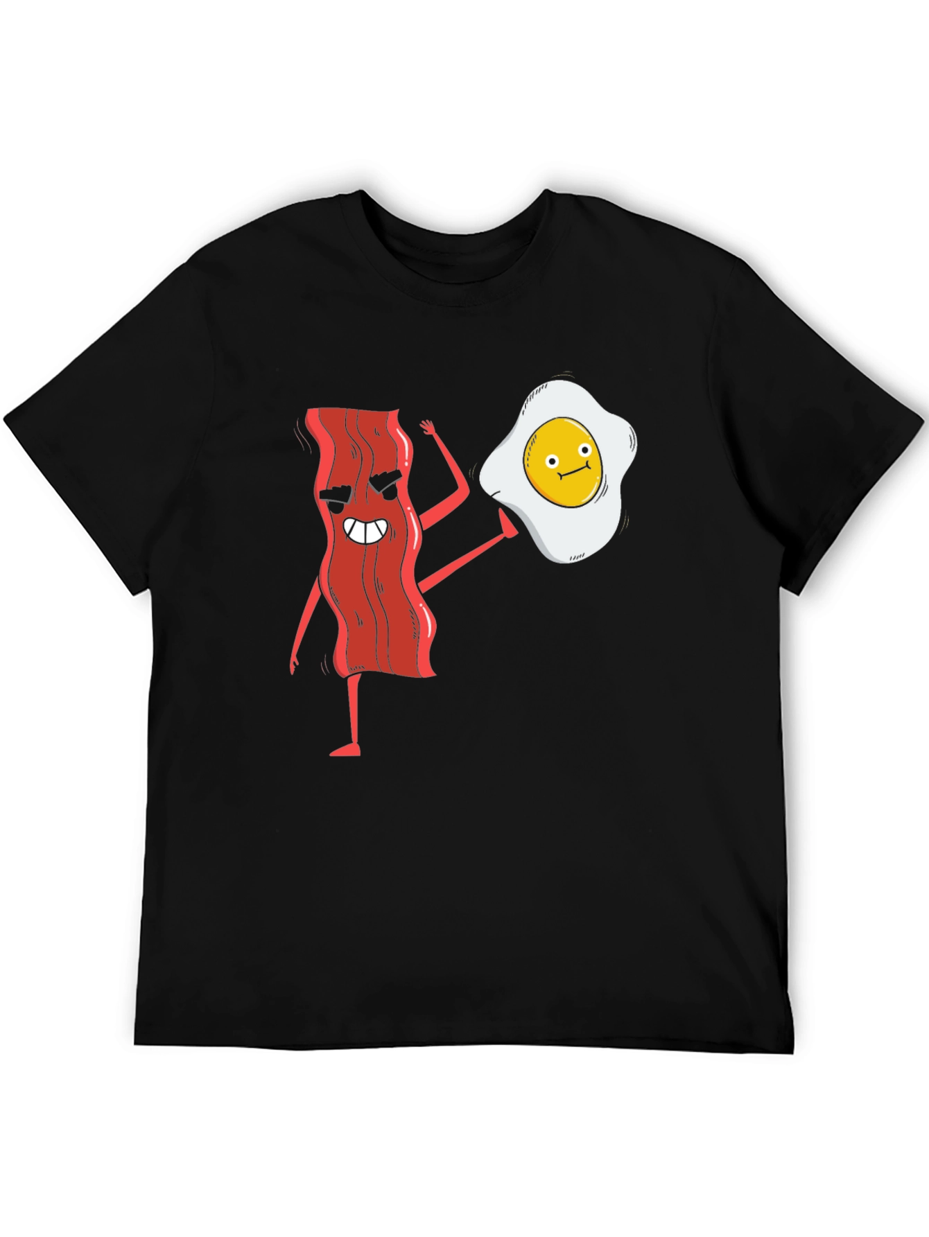 Funny Bacon & Egg Cartoon Graphic T-Shirt