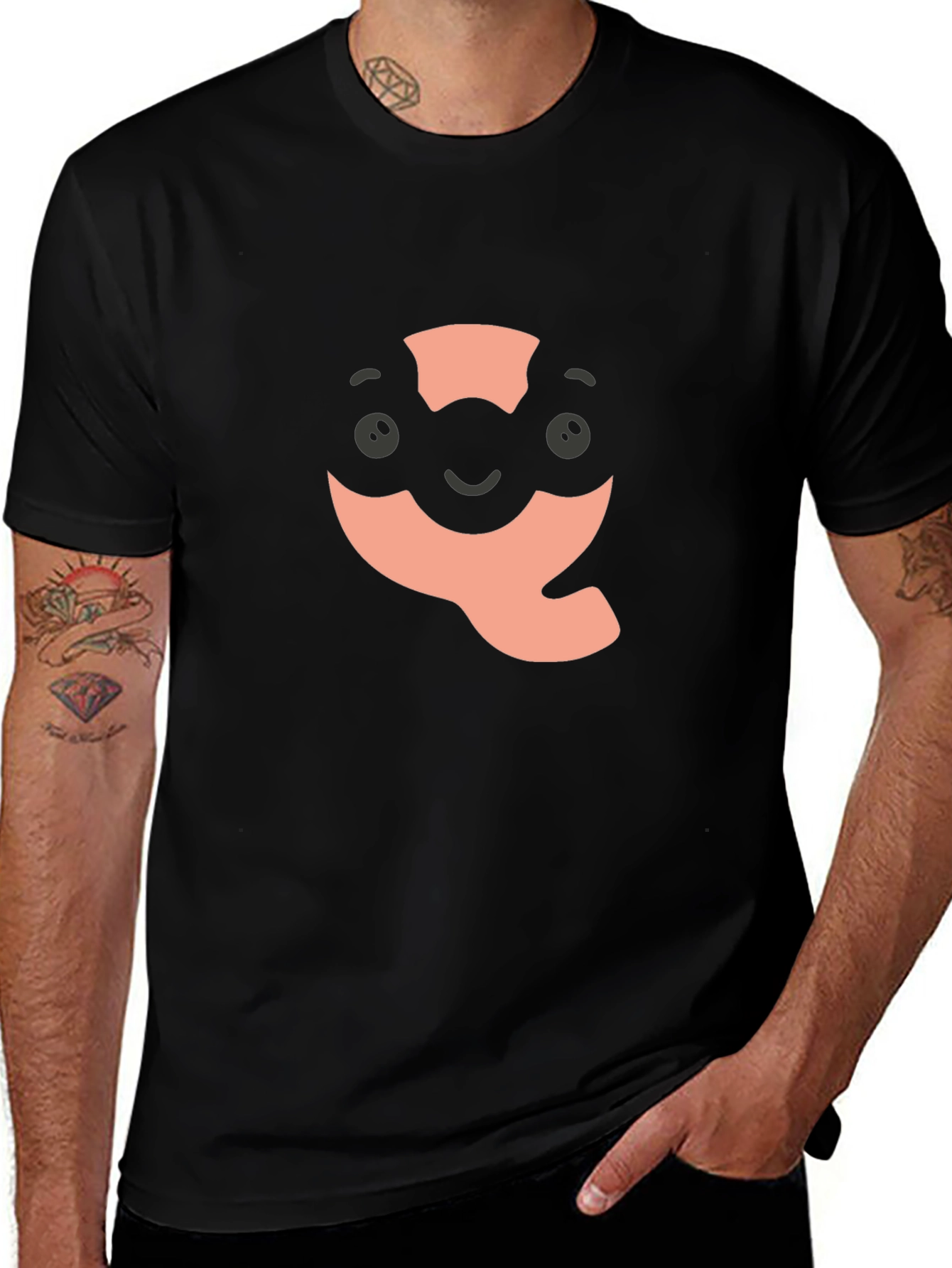 Quokka Character Graphic Black T-Shirt