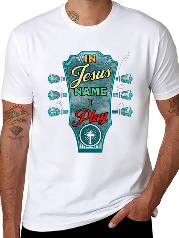 In Jesus Name I Play Guitar Graphic T-Shirt