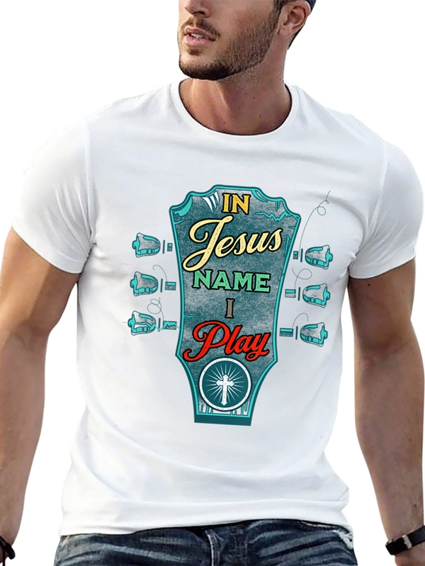In Jesus Name I Play Guitar Graphic T-Shirt