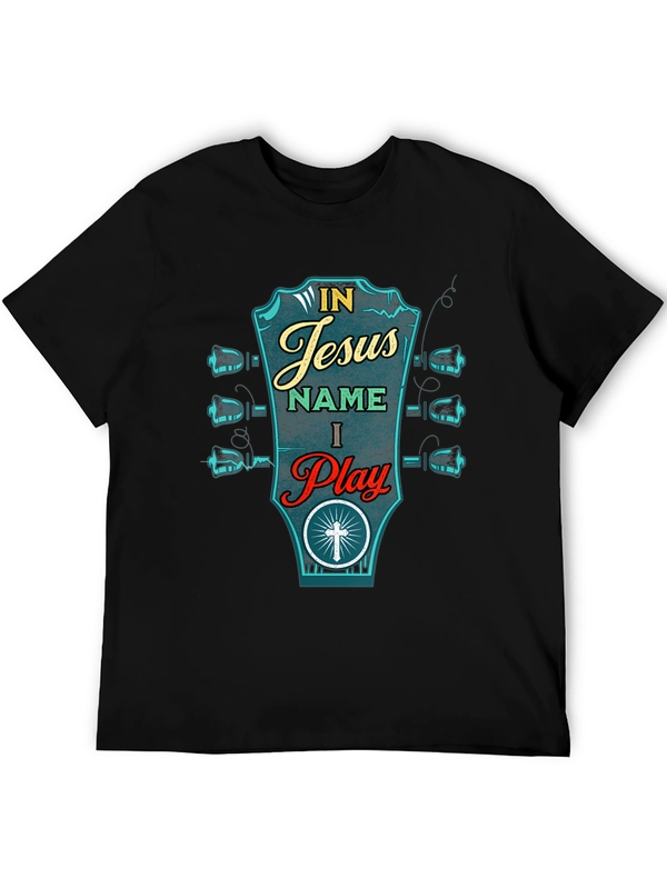 In Jesus Name I Play Guitar Graphic T-Shirt