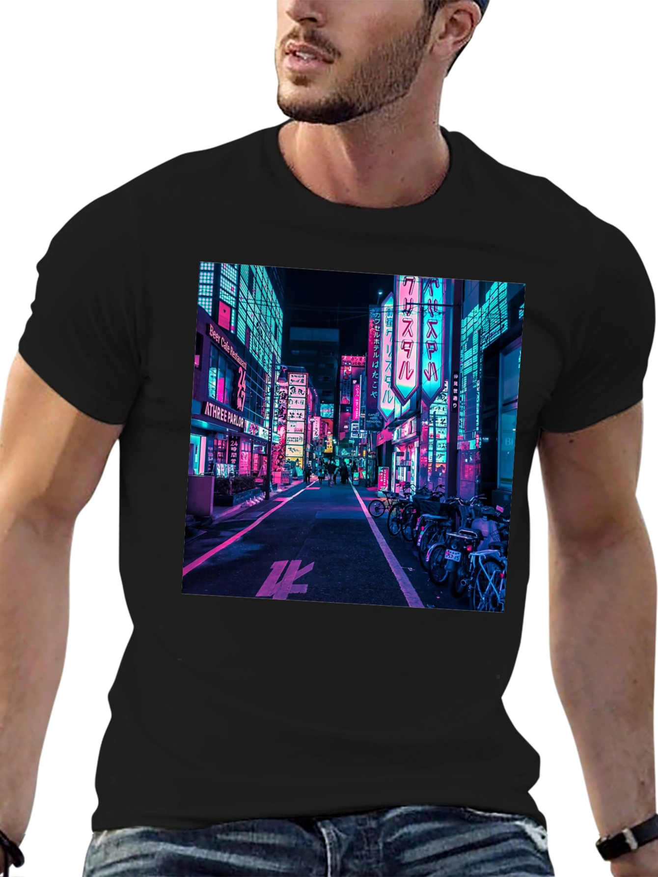 Neon Cityscape Graphic Tee