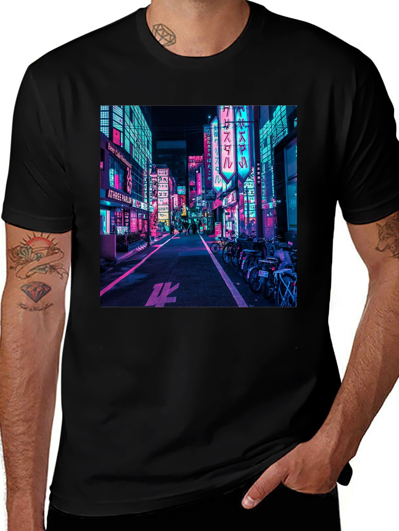 Neon Cityscape Graphic Tee