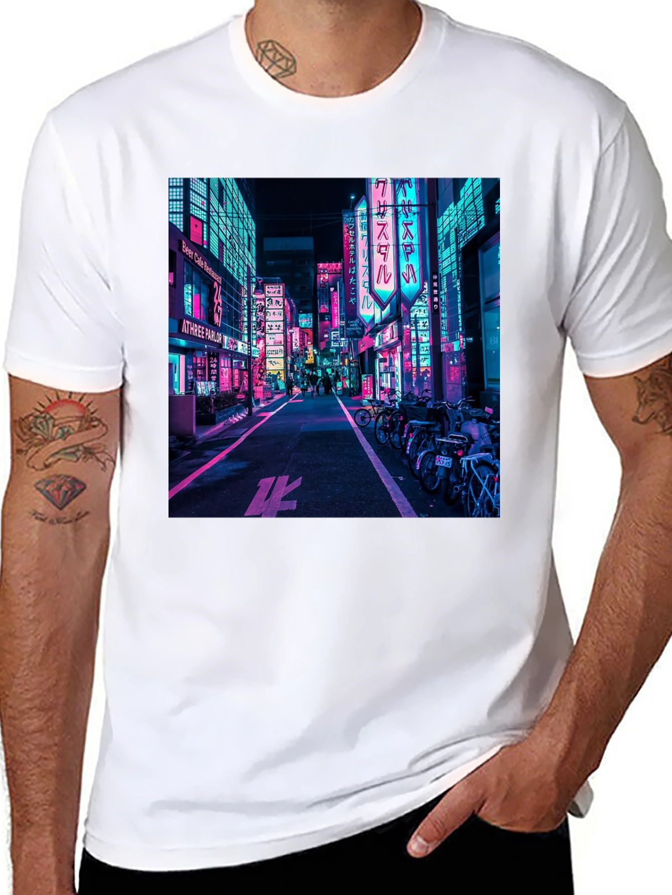 Neon Cityscape Graphic Tee