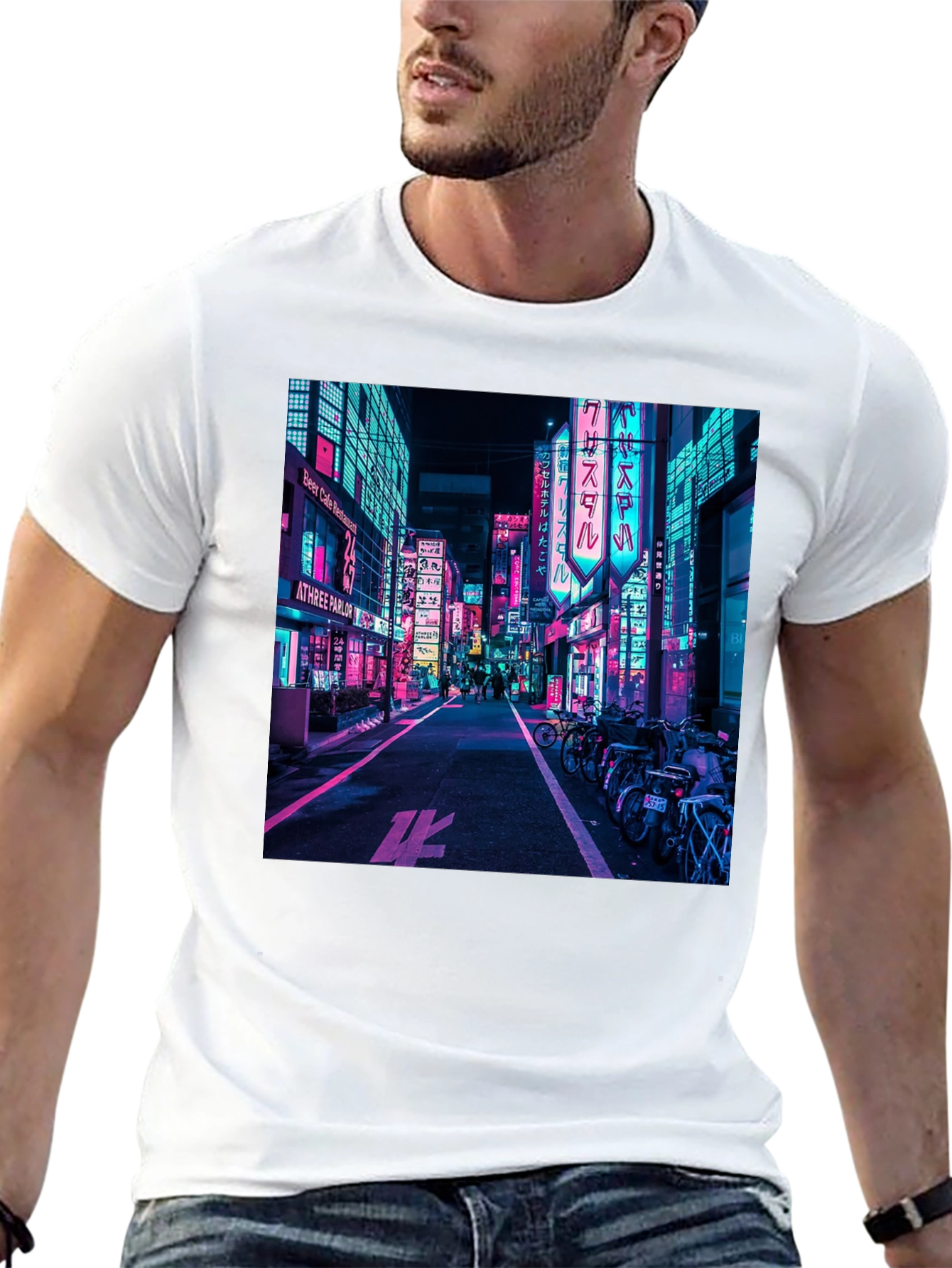 Neon Cityscape Graphic Tee