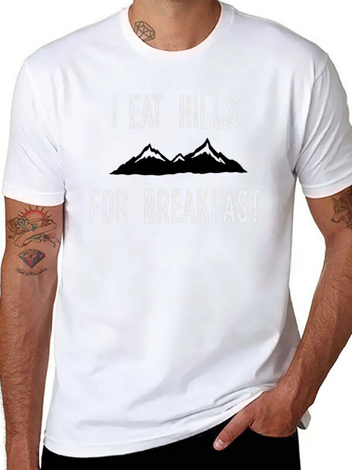 I Eat Hills For Breakfast Black T-Shirt
