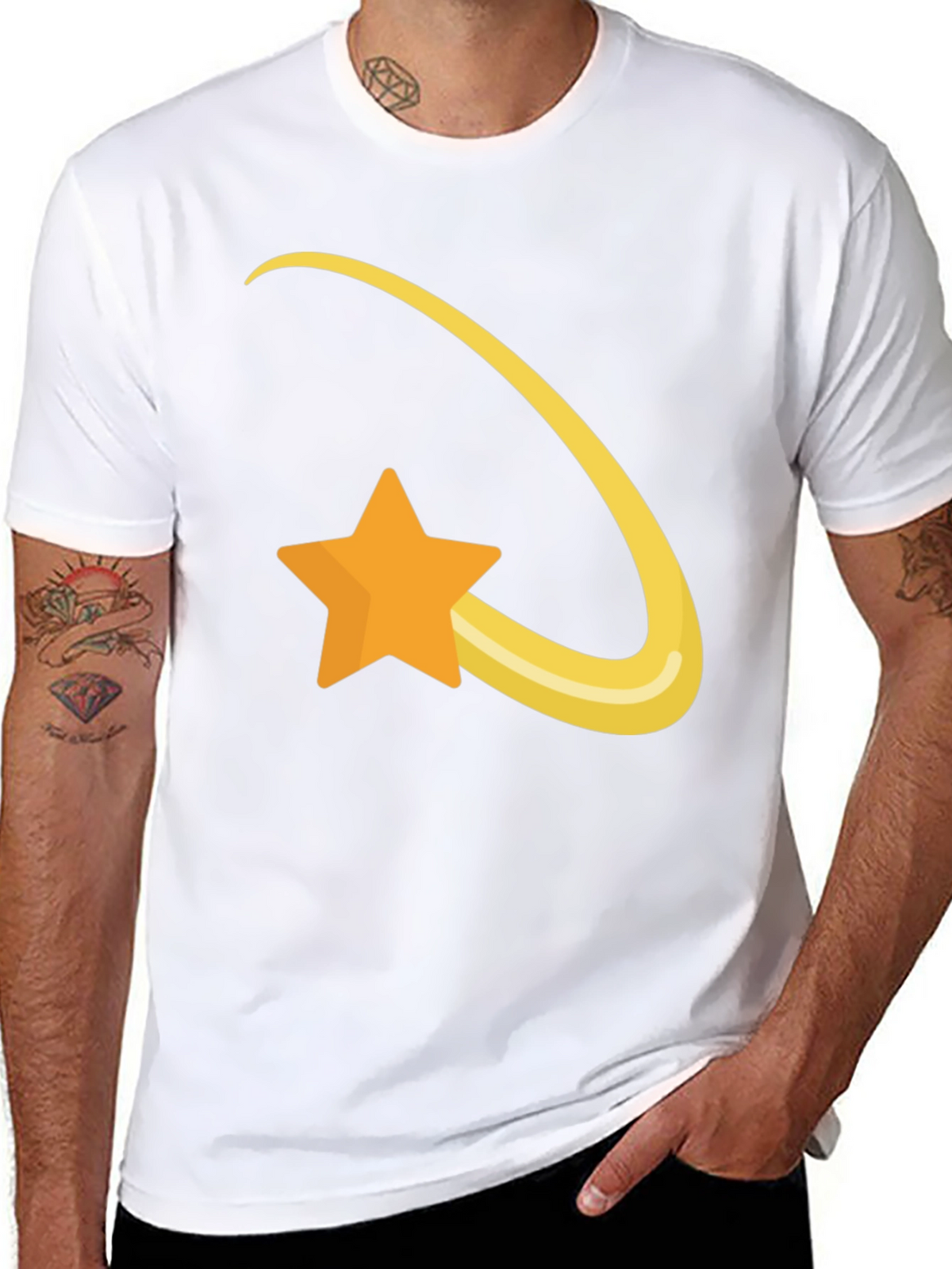 Shooting Star Graphic Tee - Soft Black Cotton T-Shirt