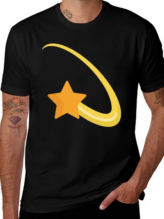 Shooting Star Graphic Tee - Soft Black Cotton T-Shirt