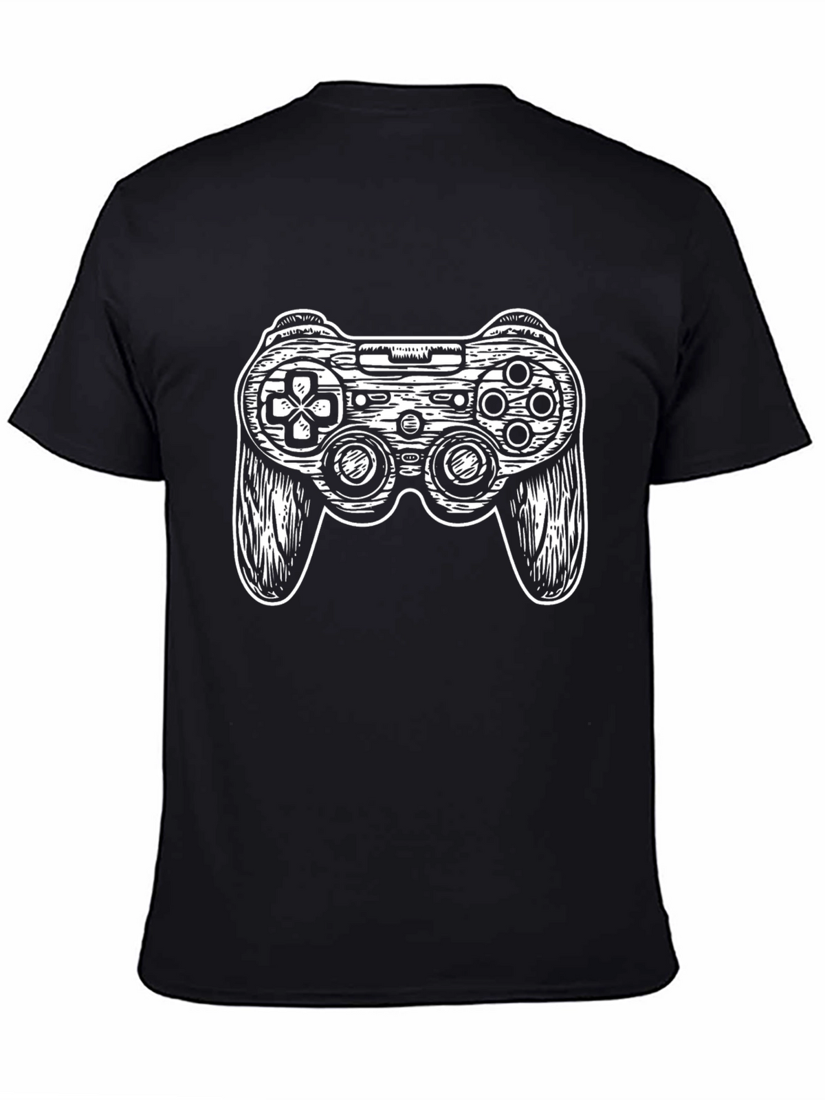 Gamer Style Black T-Shirt with Controller Graphic