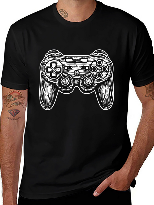 Gamer Style Black T-Shirt with Controller Graphic