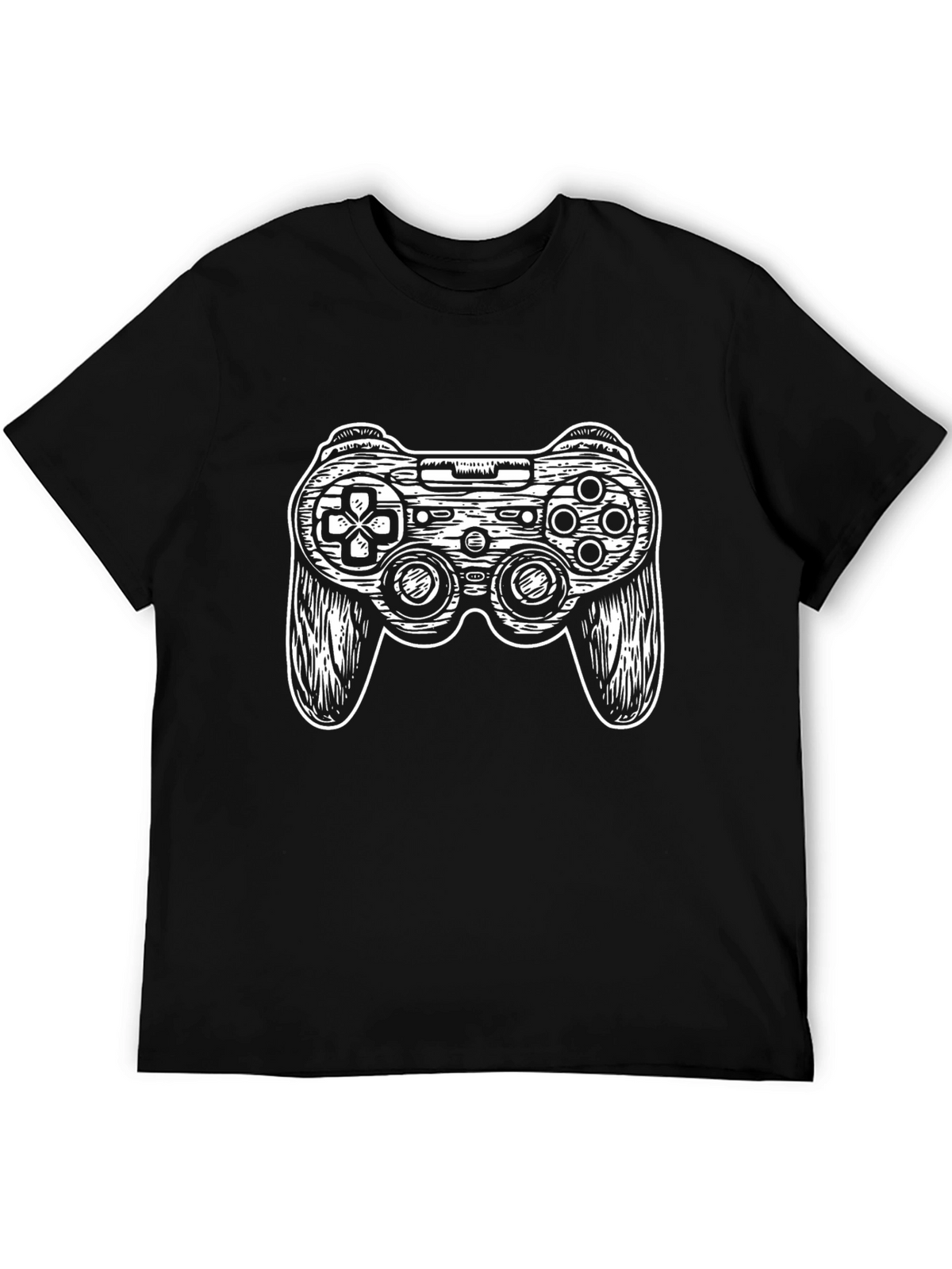 Gamer Style Black T-Shirt with Controller Graphic