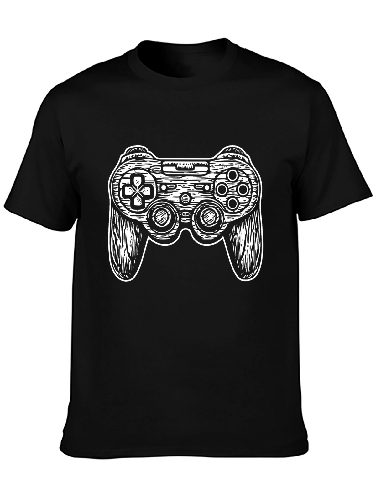 Gamer Style Black T-Shirt with Controller Graphic