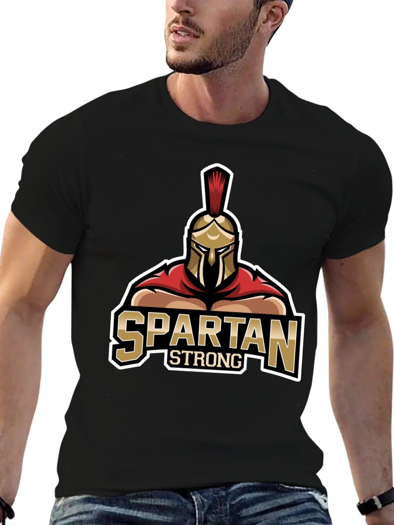 Spartan Strong Graphic Black T-Shirt