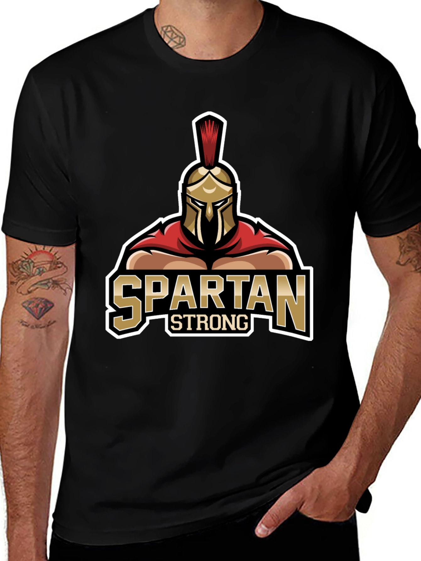 Spartan Strong Graphic Black T-Shirt