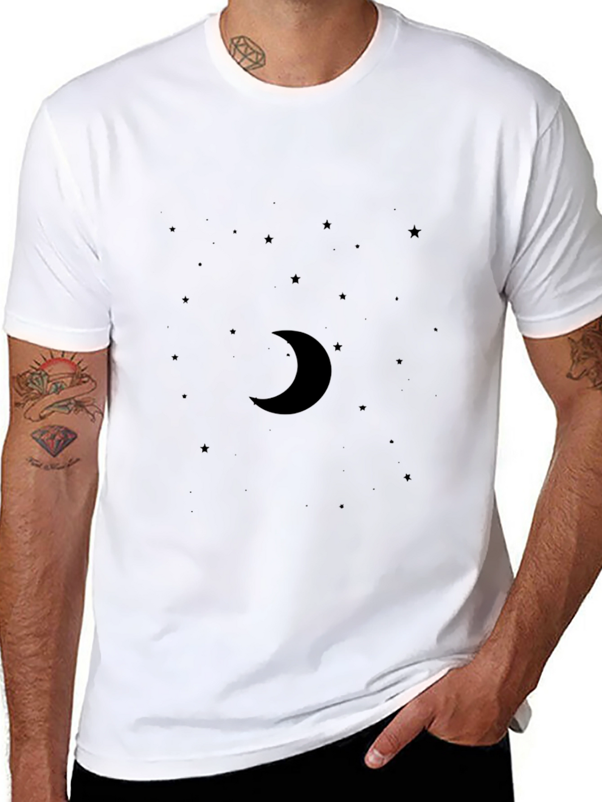 Midnight Moon Graphic Tee - Soft Black Cotton