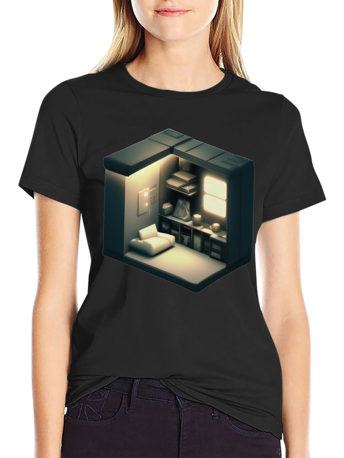 Isometric Room Graphic Tee - Modern Style Shirt