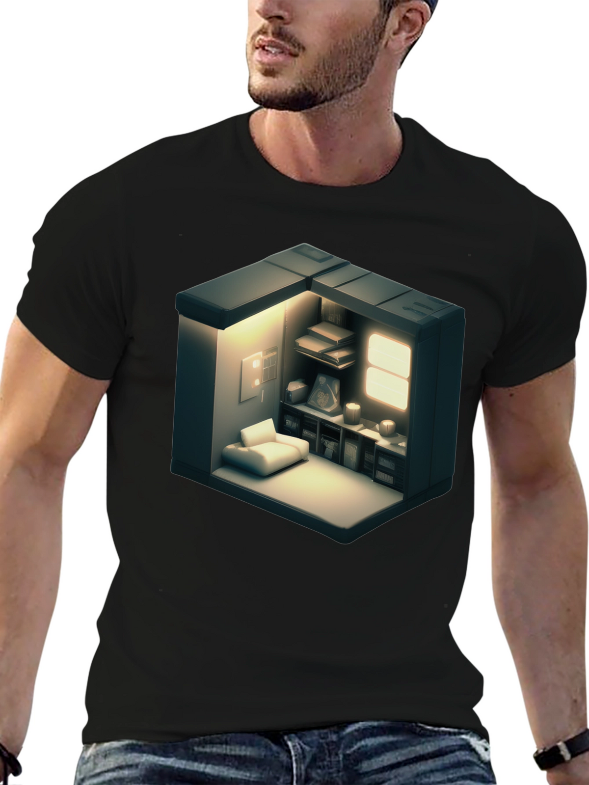 Isometric Room Graphic Tee - Modern Style Shirt