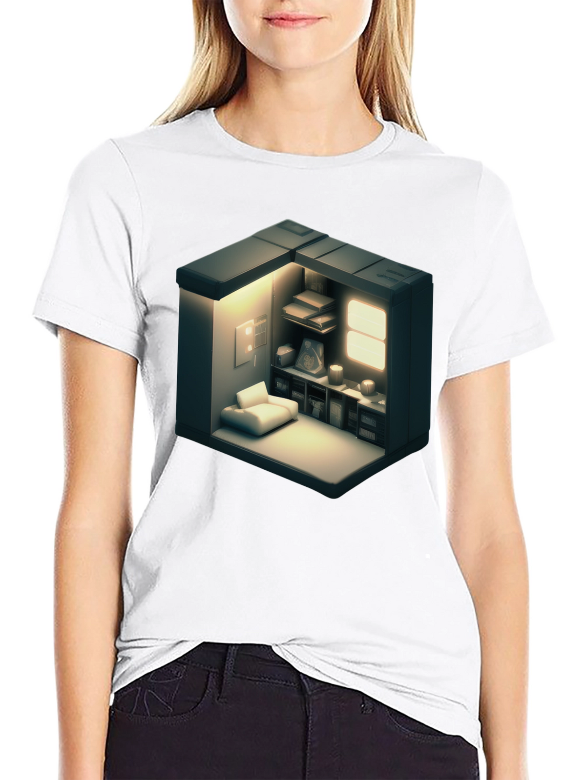 Isometric Room Graphic Tee - Modern Style Shirt