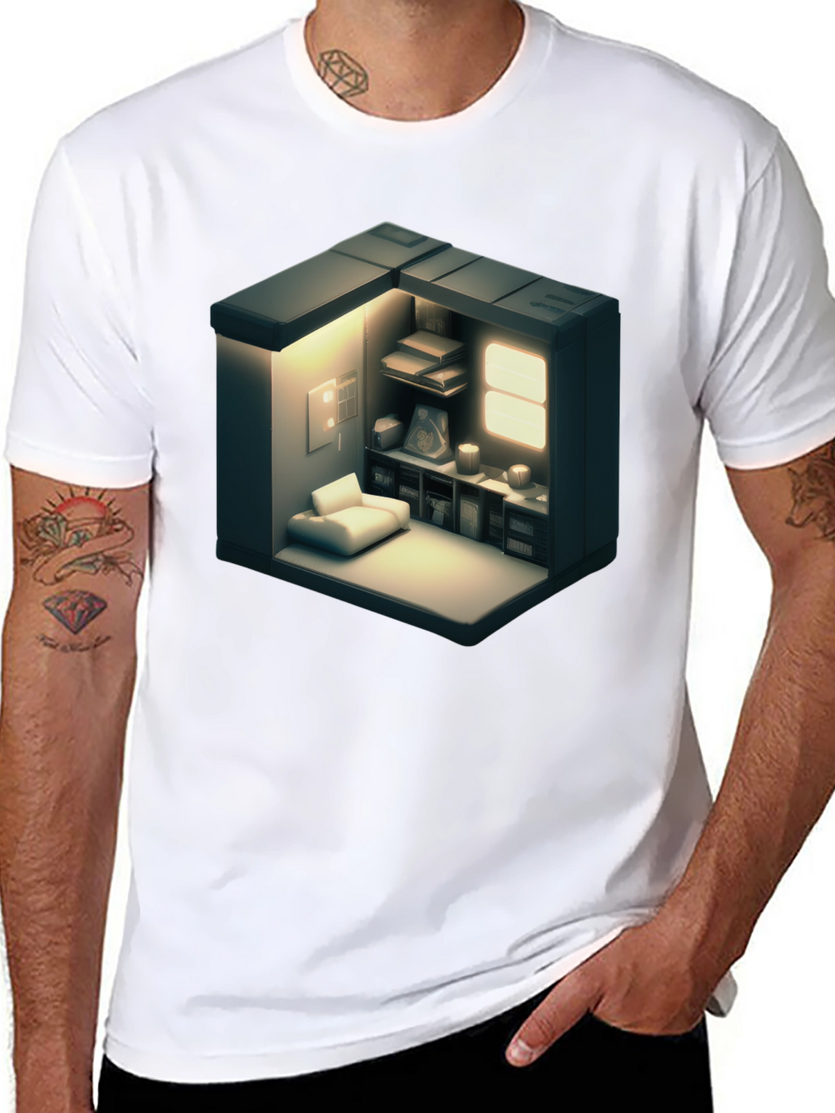 Isometric Room Graphic Tee - Modern Style Shirt