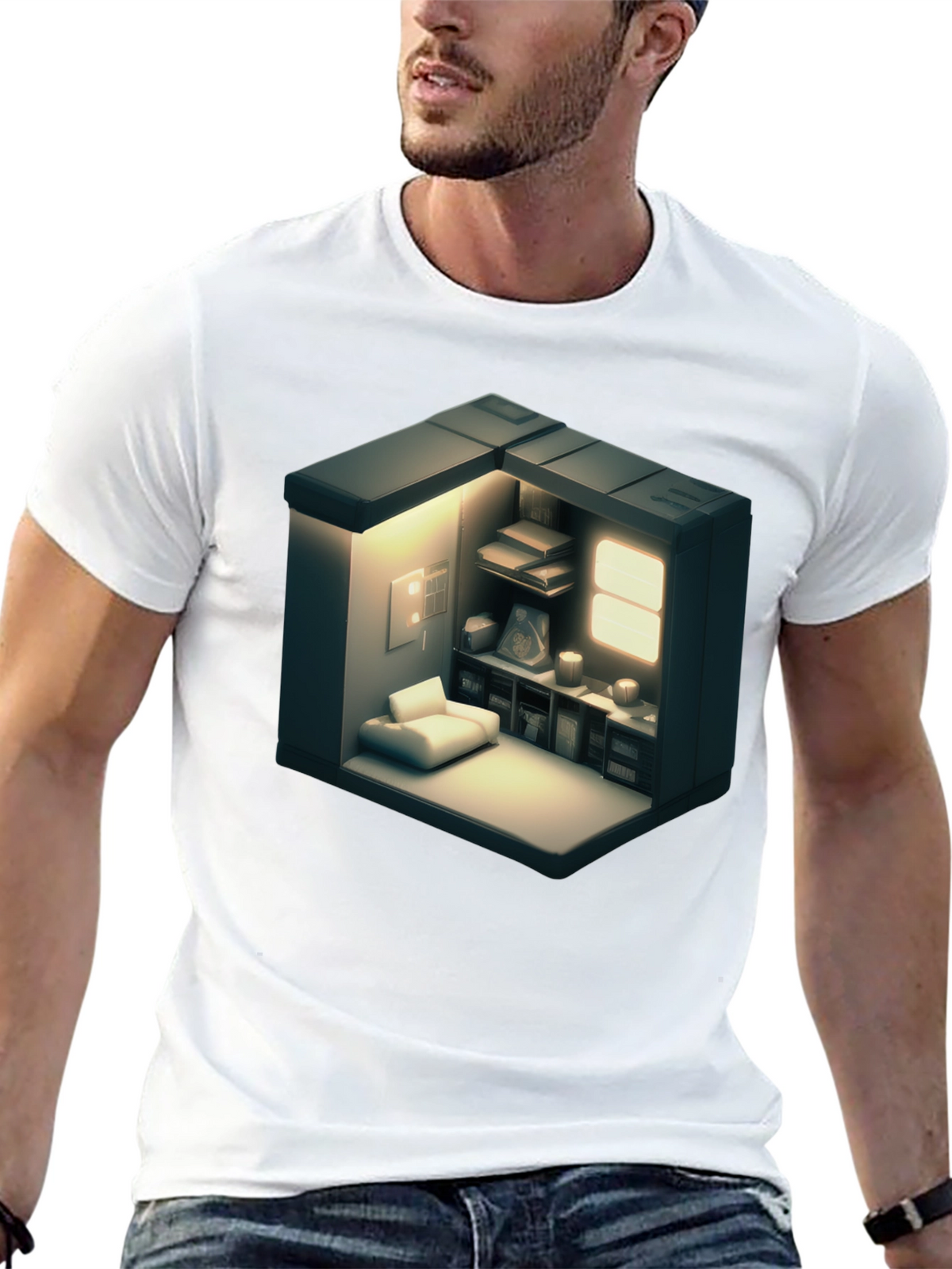 Isometric Room Graphic Tee - Modern Style Shirt