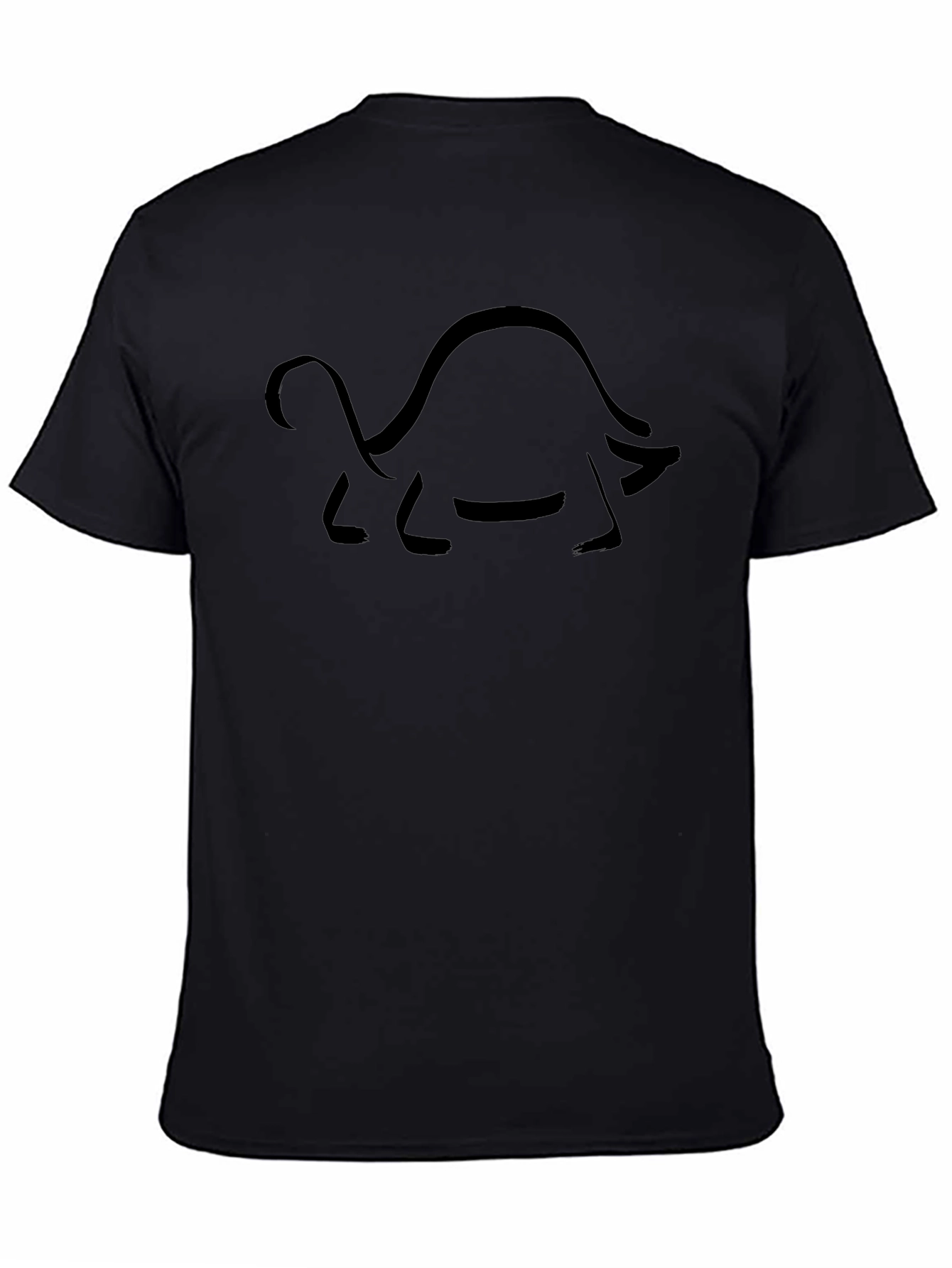 Stylized Turtle Graphic Tee - Black Cotton Blend