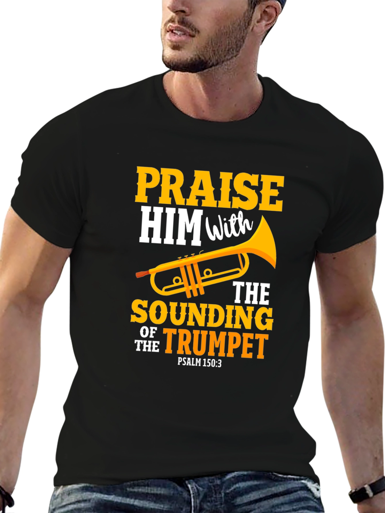 Praise Him with Trumpet Graphic Tee - Christian Gift
