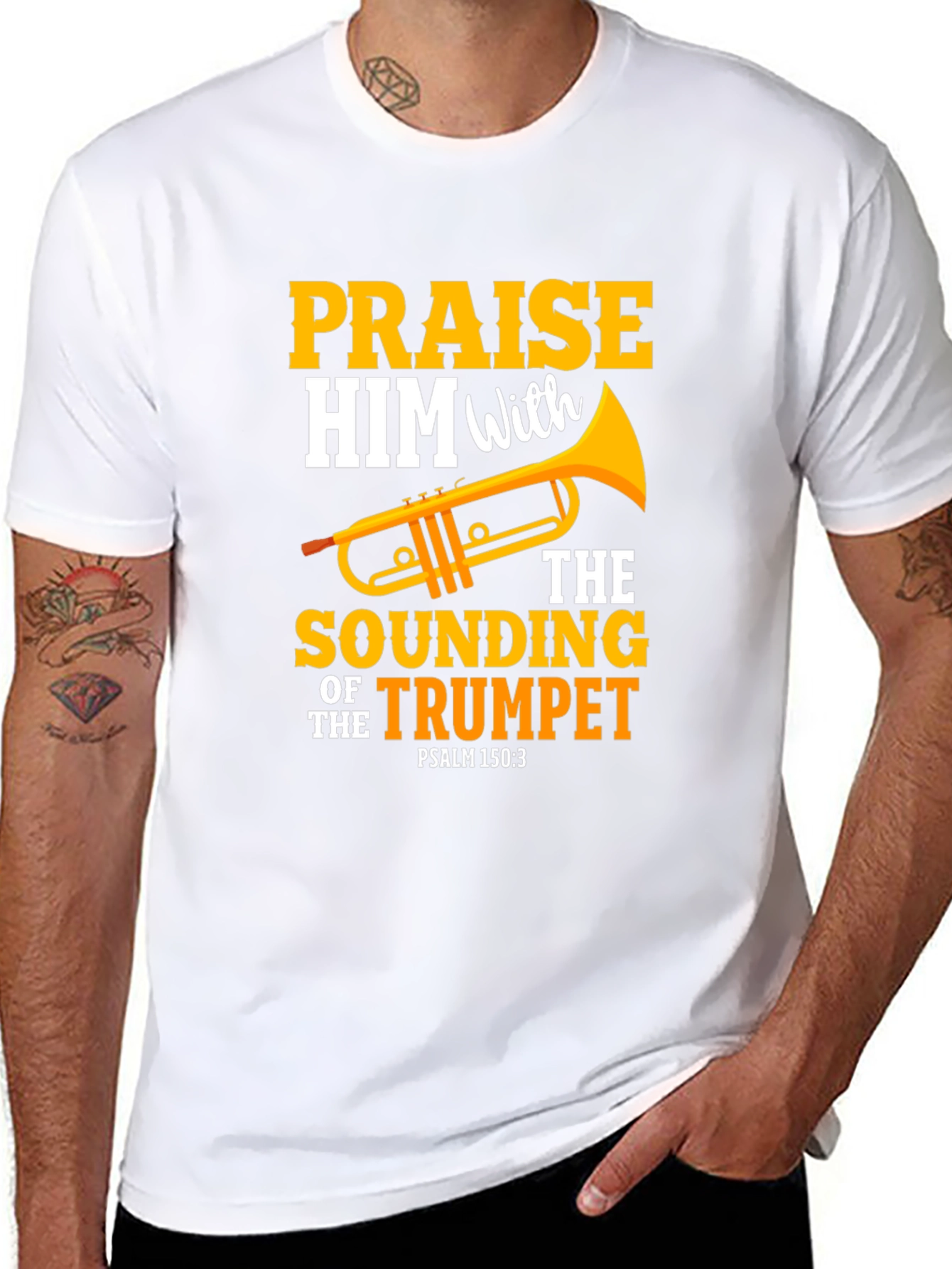 Praise Him with Trumpet Graphic Tee - Christian Gift