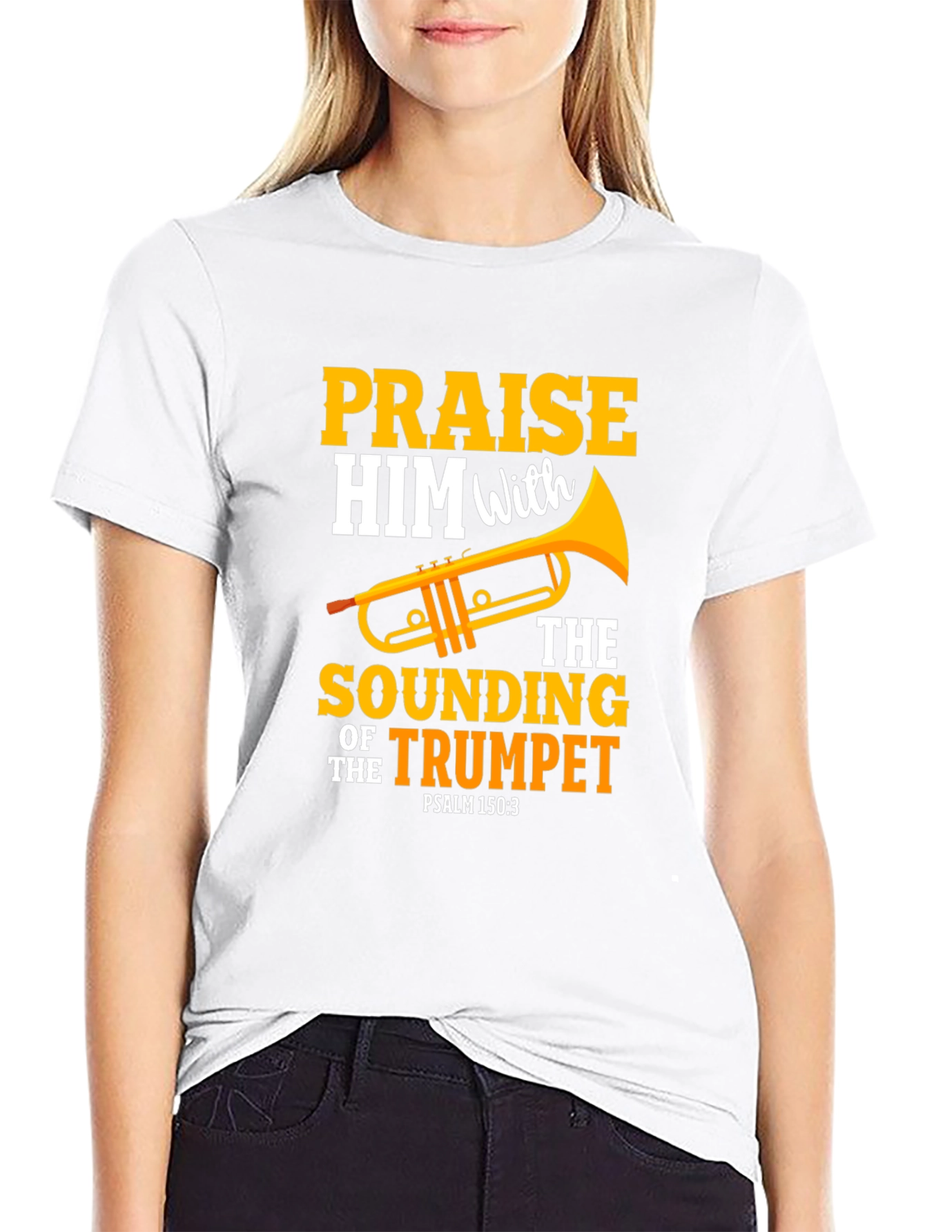 Praise Him with Trumpet Graphic Tee - Christian Gift