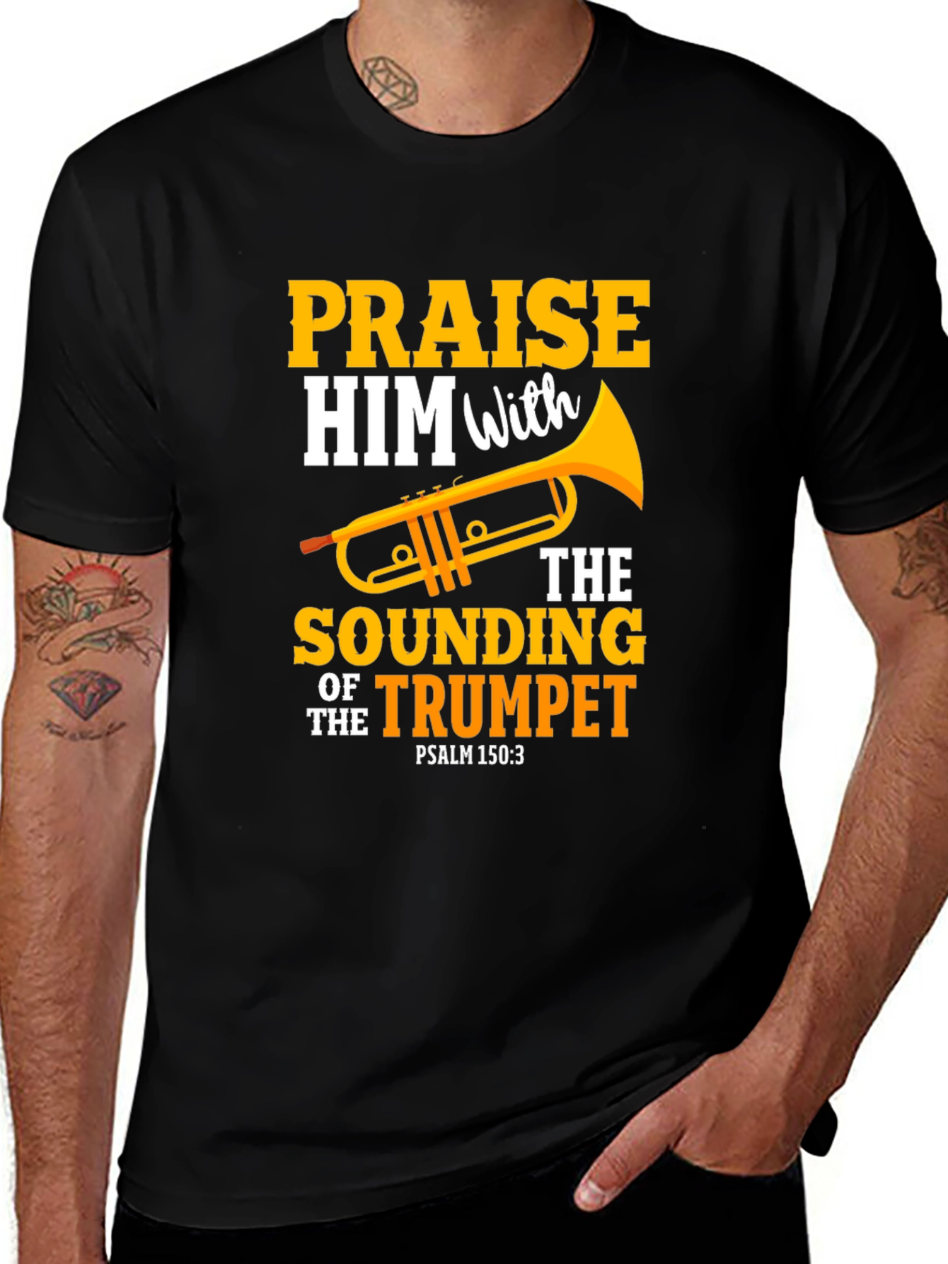 Praise Him with Trumpet Graphic Tee - Christian Gift