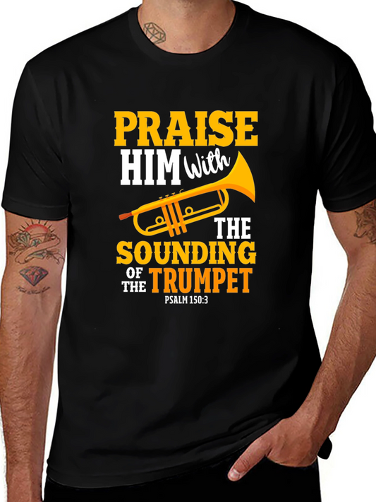 Praise Him with Trumpet Graphic Tee - Christian Gift