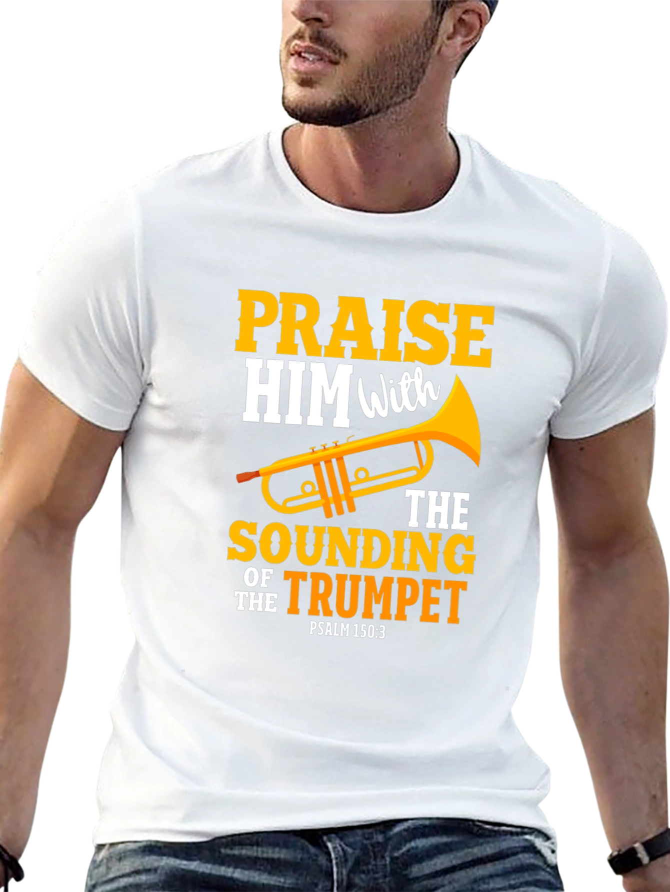 Praise Him with Trumpet Graphic Tee - Christian Gift