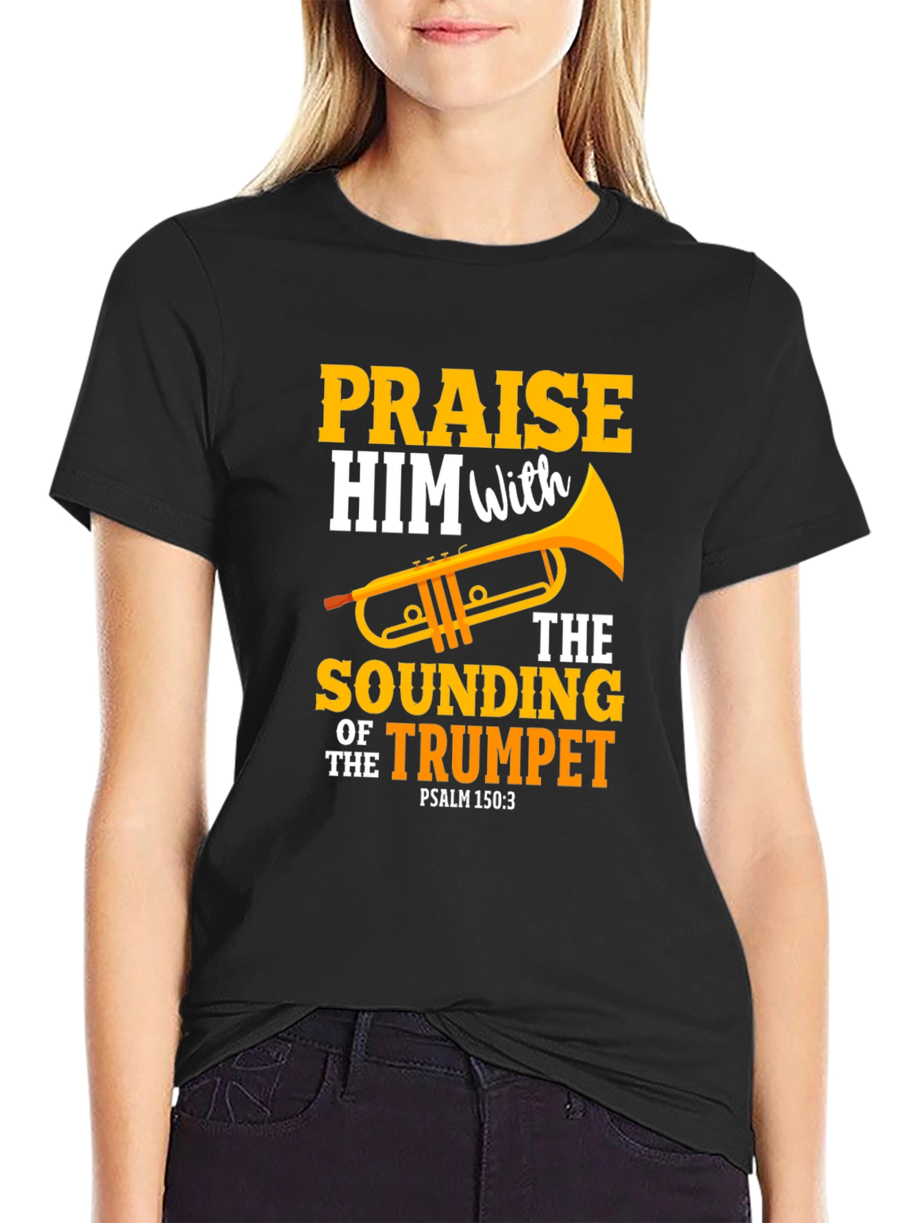 Praise Him with Trumpet Graphic Tee - Christian Gift