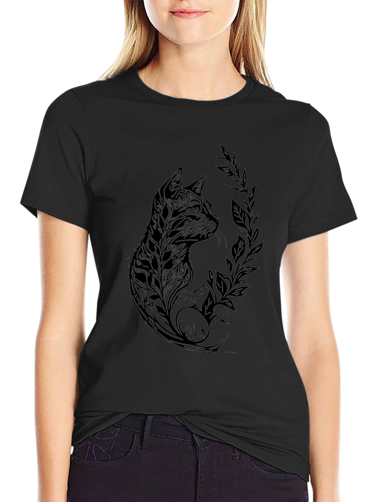 Mens Black Cat Graphic Tee
