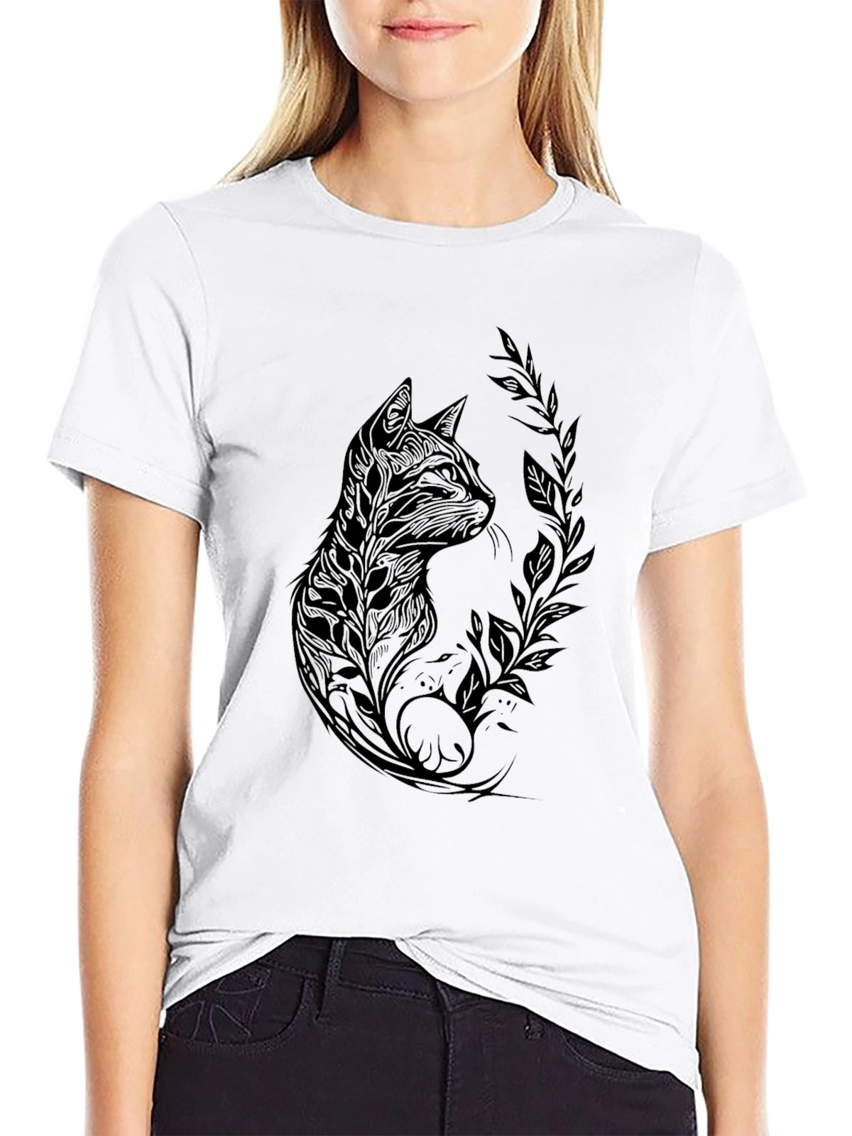 Mens Black Cat Graphic Tee