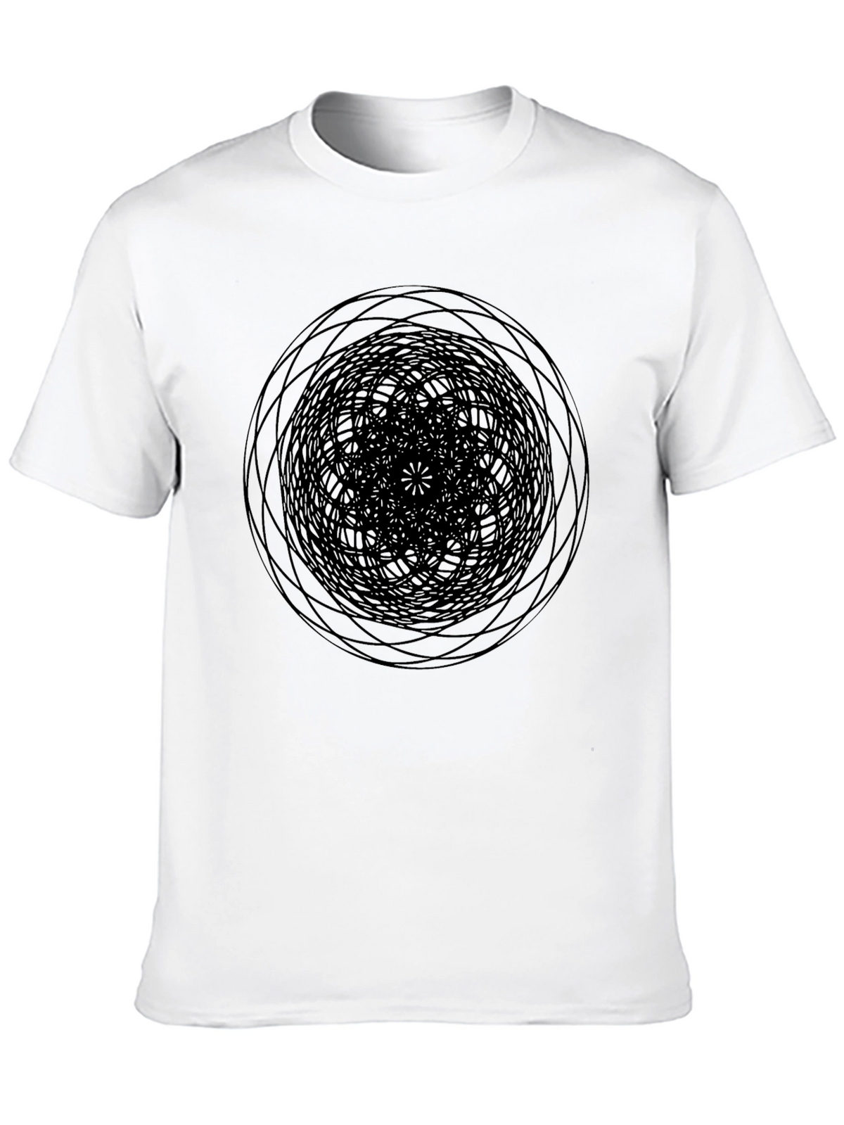 Geometric Circle Graphic Print Black T-Shirt