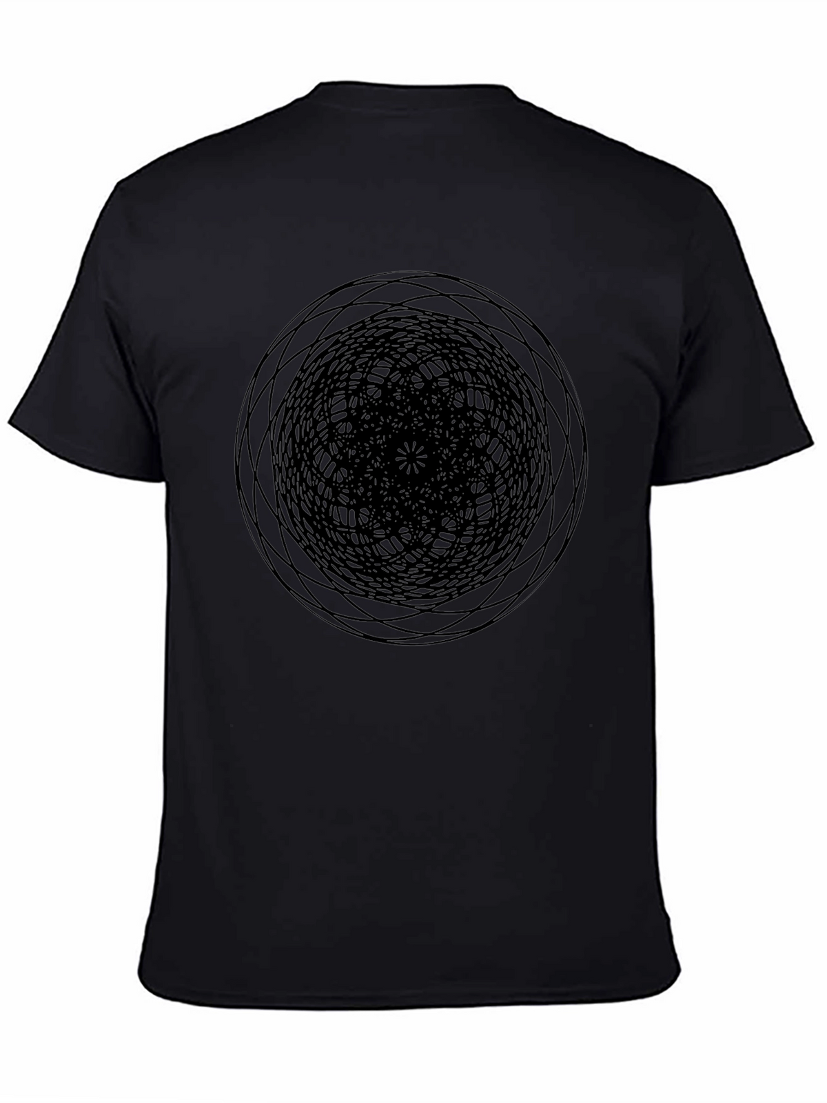 Geometric Circle Graphic Print Black T-Shirt