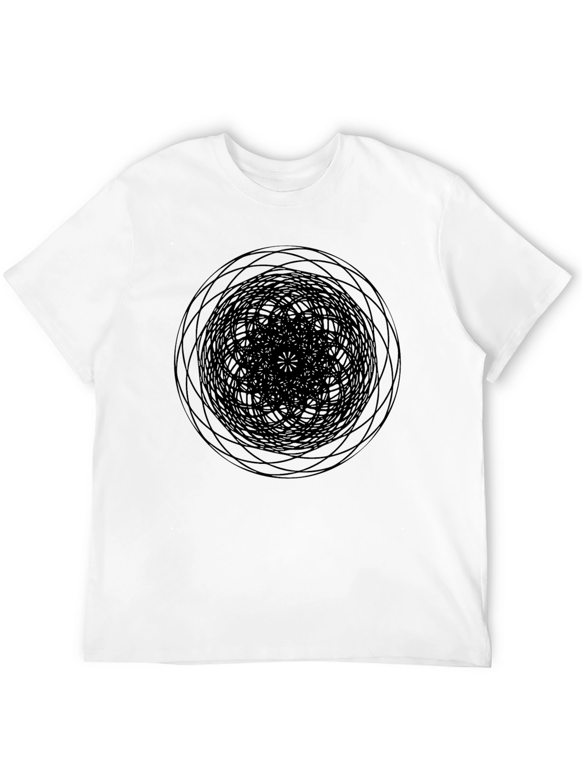 Geometric Circle Graphic Print Black T-Shirt