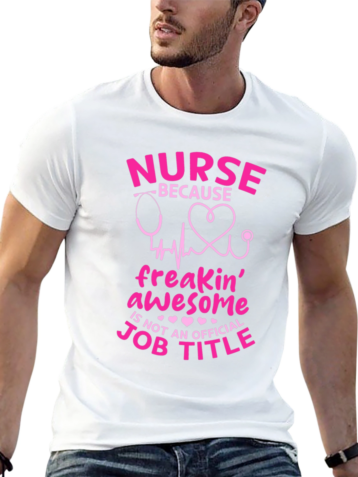 Nurse Freakin Awesome Job Title Black T-Shirt