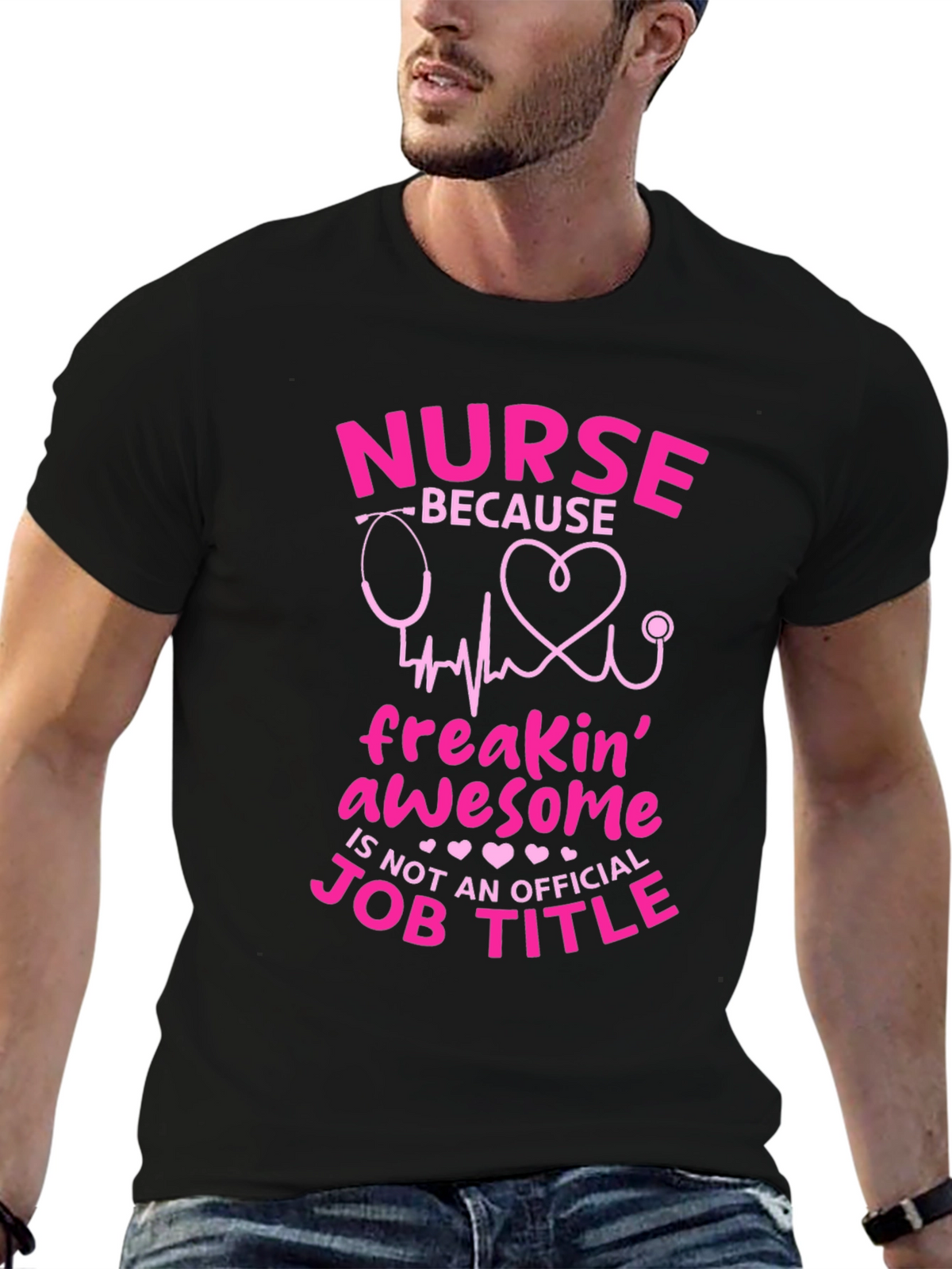 Nurse Freakin Awesome Job Title Black T-Shirt