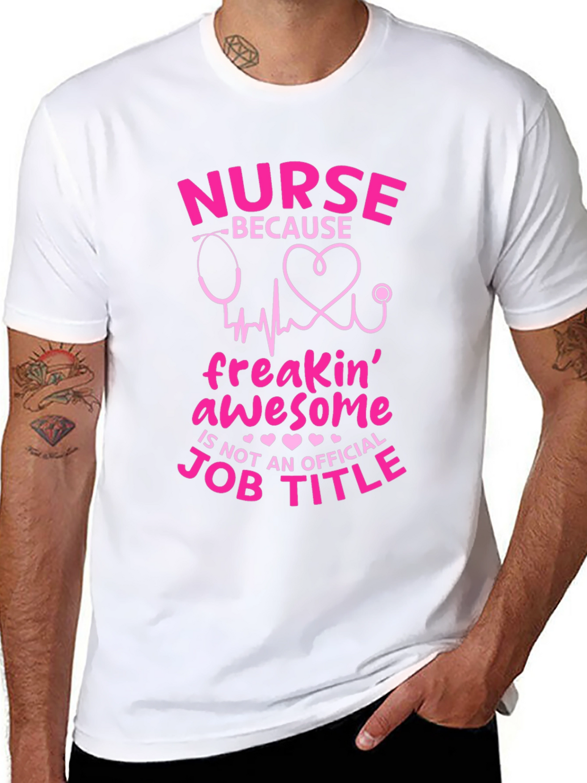 Nurse Freakin Awesome Job Title Black T-Shirt