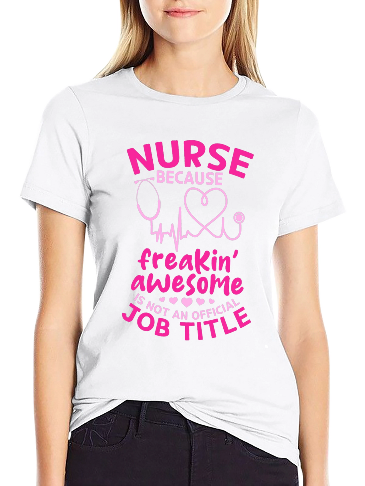 Nurse Freakin Awesome Job Title Black T-Shirt