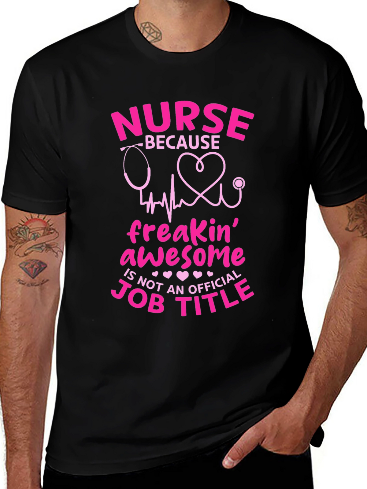 Nurse Freakin Awesome Job Title Black T-Shirt