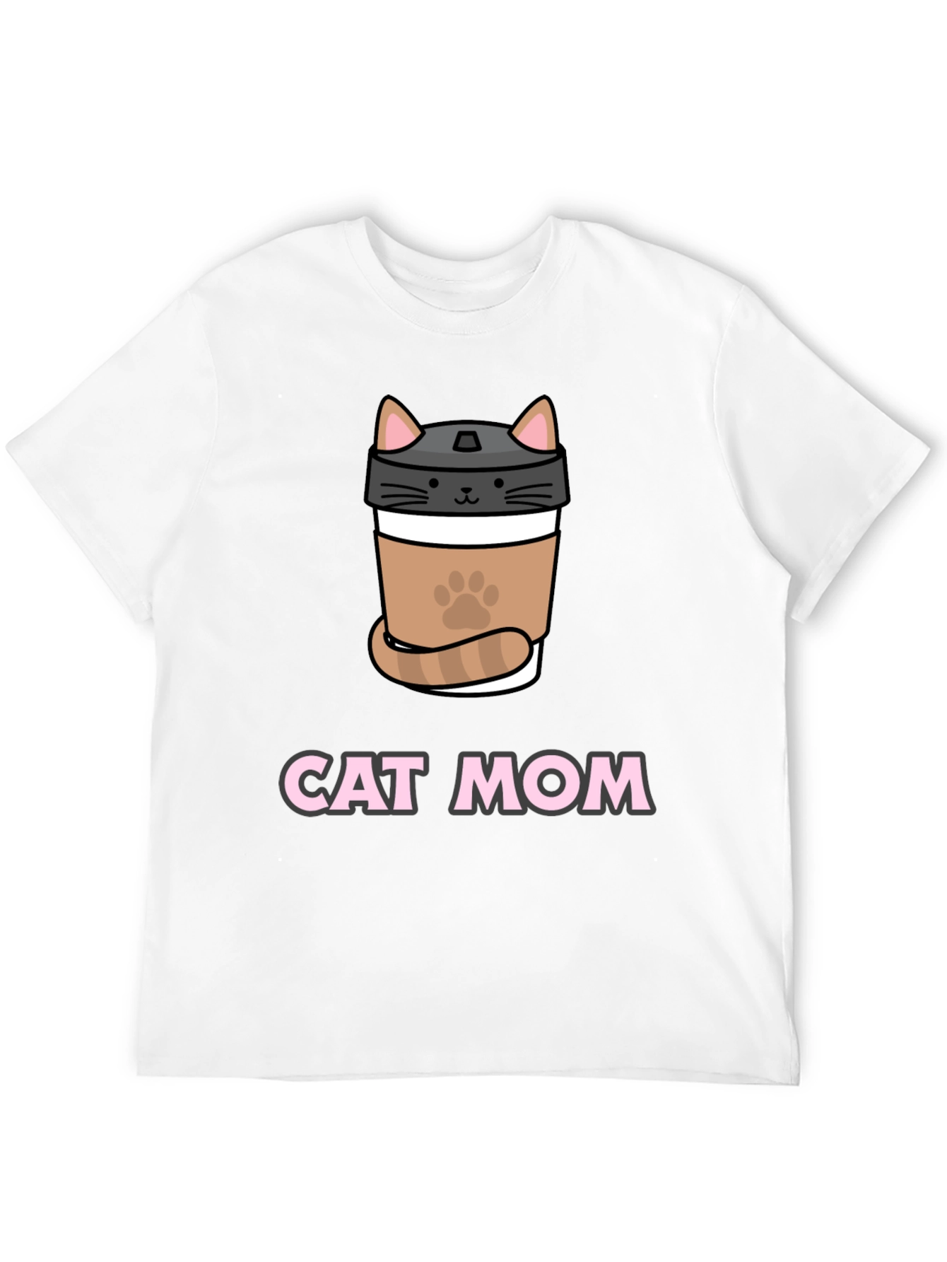 Cat Mom Coffee Cup T-Shirt - Black