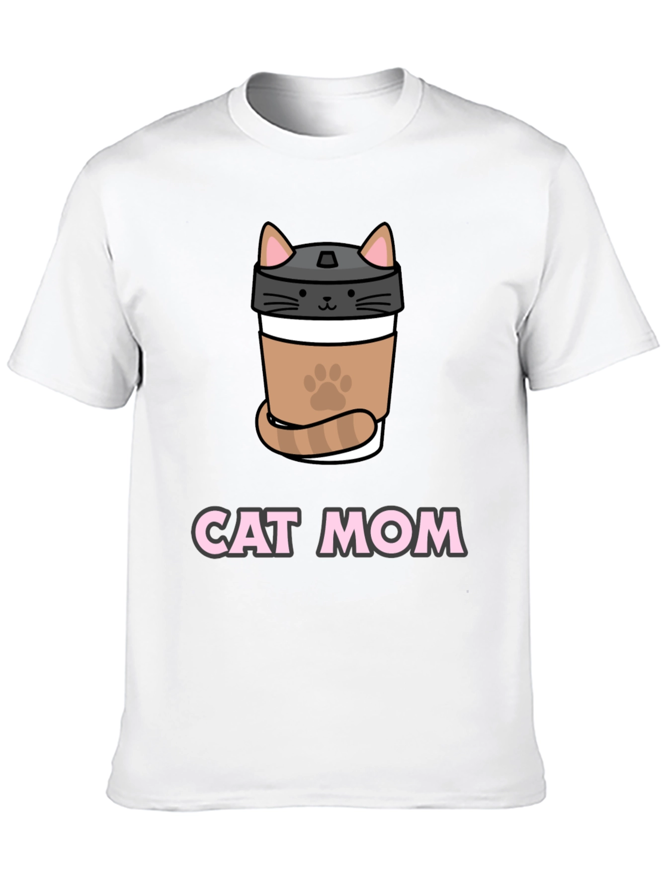 Cat Mom Coffee Cup T-Shirt - Black