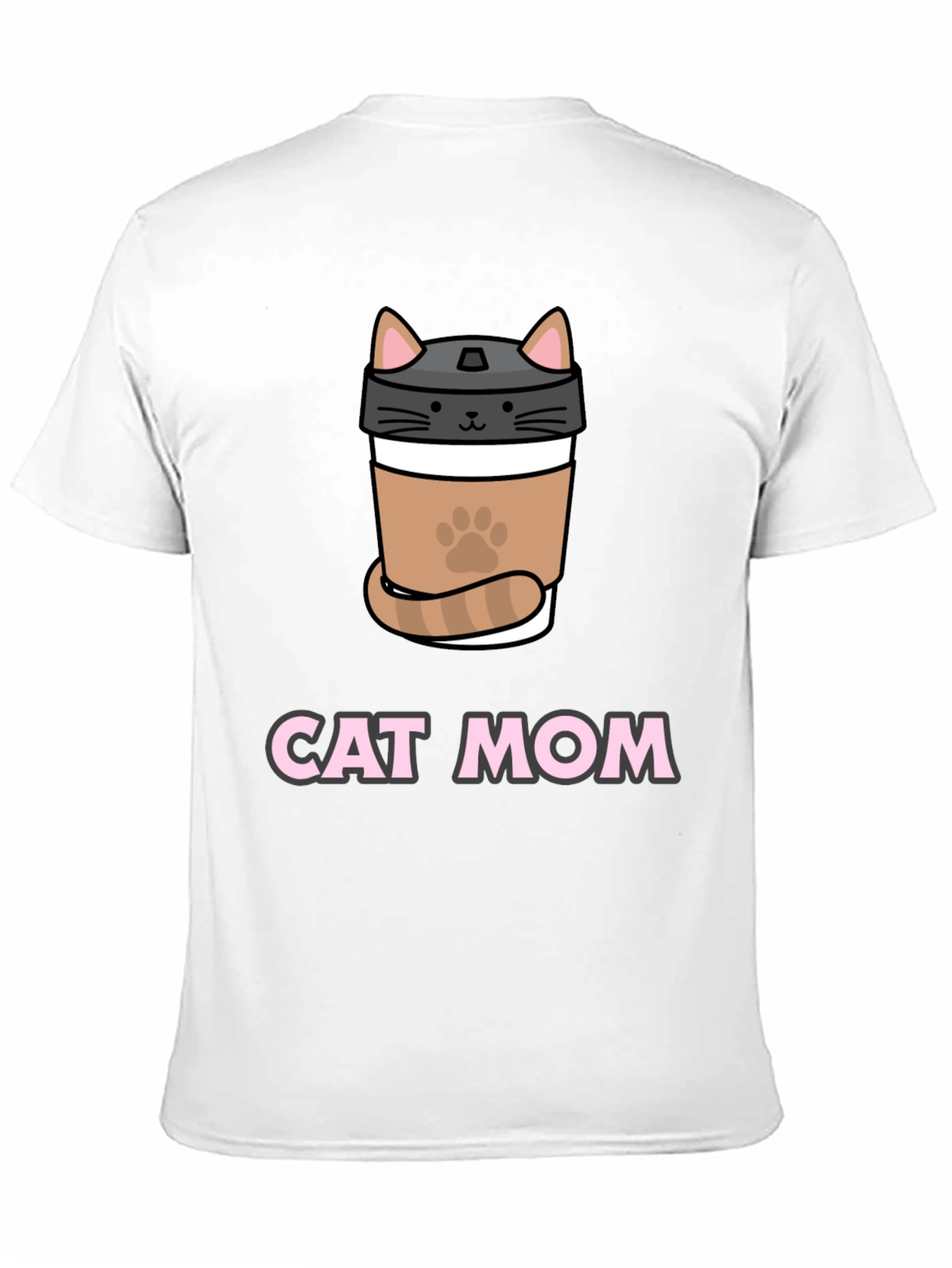 Cat Mom Coffee Cup T-Shirt - Black