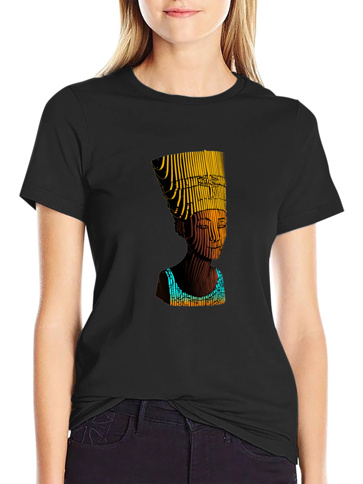 Nefertiti Graphic Print Black T-Shirt
